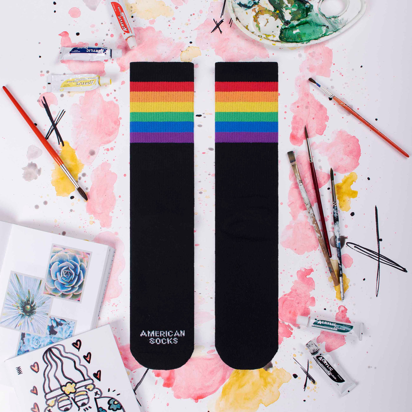 Rainbow Pride (Black) - Mid High - AmericanSocks